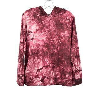 ALYA Womens Lightweight Hoodie Long Sleeve Pink Print Size Large